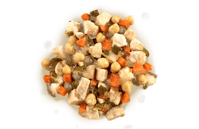 Chicken Breast with Carrots, Courgette & Chickpeas in Jelly Tin