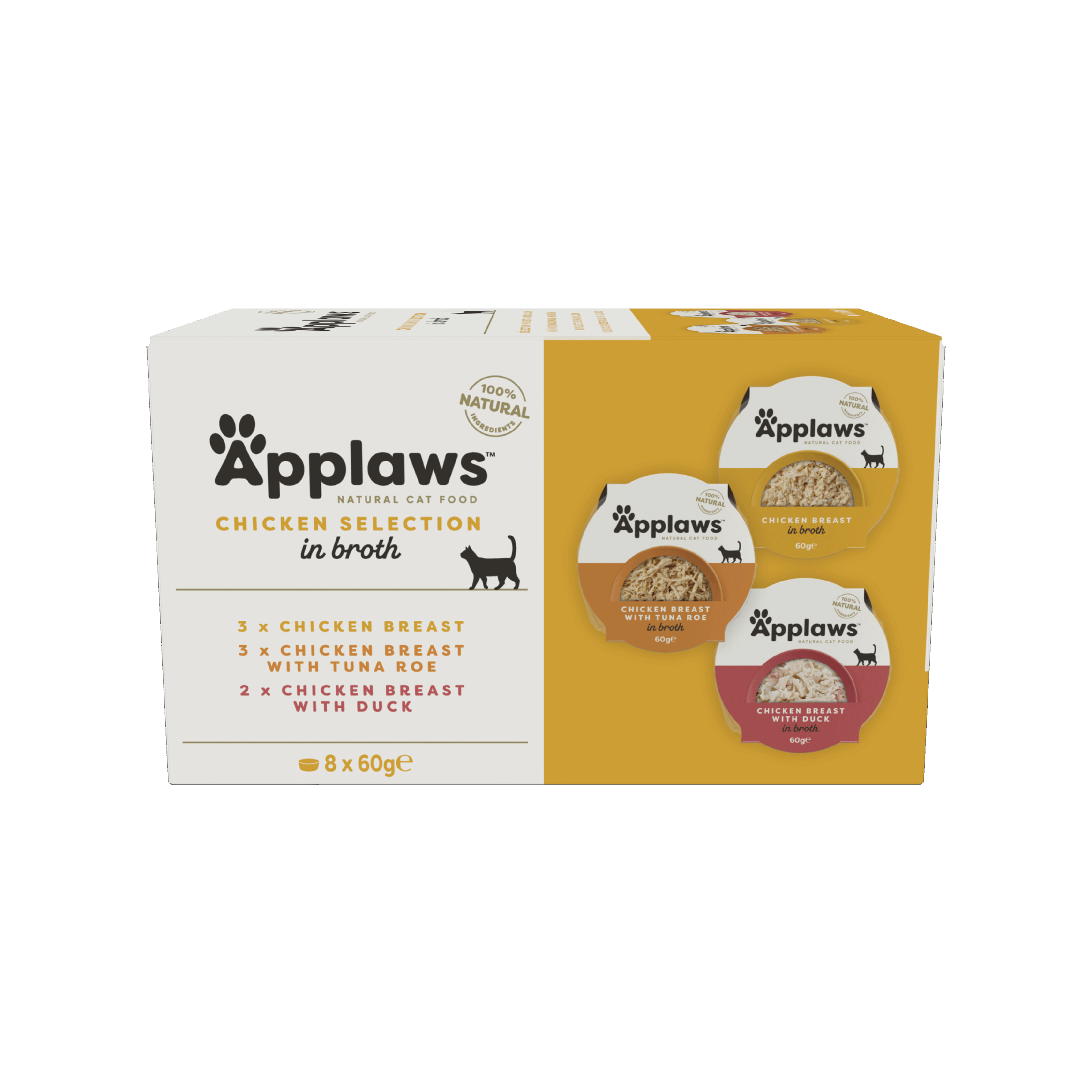 Chicken Selection Multipack In Broth 8x60g Pot Applaws UK