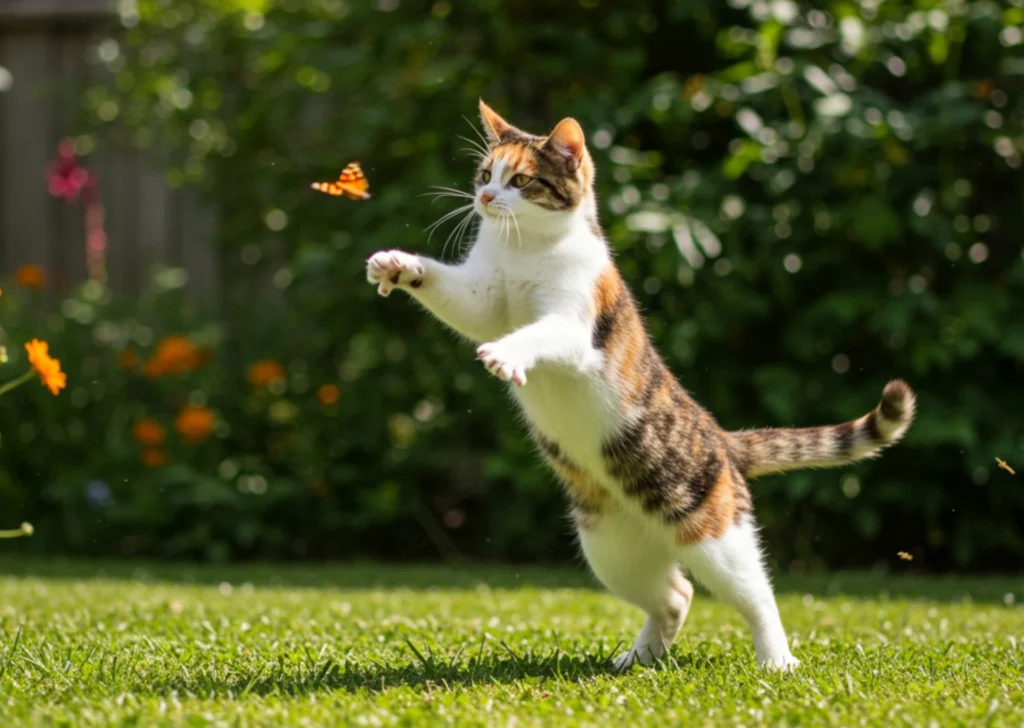 Cat chasing a butterfly