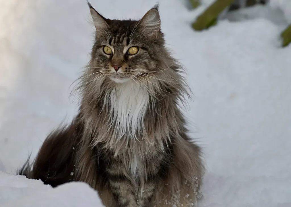 Maine Coon Cat in the snow