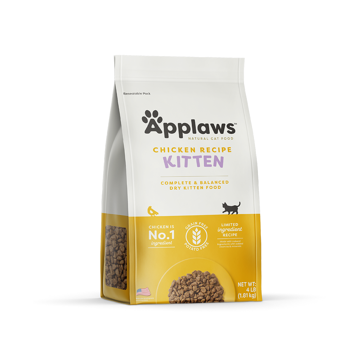 Kitten Dry Food Chicken Recipe 4 Lb Bag Applaws US