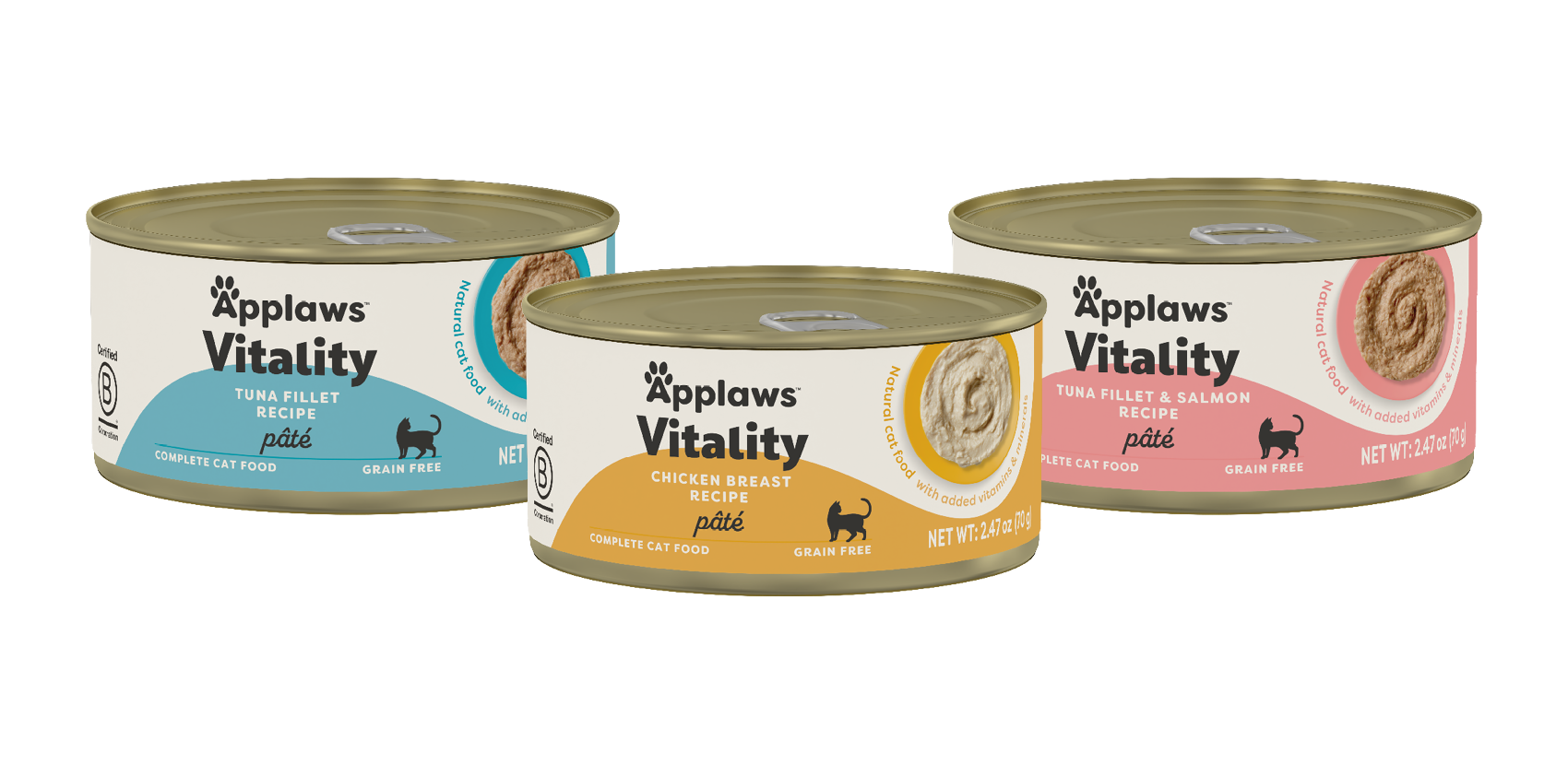 Vitality Natural Wet Cat Food with Added Vitamins & Minerals Tuna Fillet Pâté Recipe in Broth — Applaws
